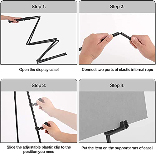 Display Easel Stand for Wedding Sign & Poster 63'' Portable Art Easel for Floor Adjustable Metal Easel Black