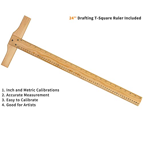 MEEDEN A2 Large Studio Artist Drawing & Sketching Board, Portable & Adjustable Solid Beech Wood Sketchboard for Students, Beginners & Artist- Wood Desktop/Tabletop Easel, 25 3/5" X 19" (A2)