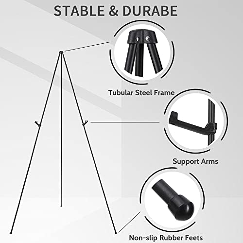 Easel Stand for Display Artists Wedding Sign Poster Adjustable Easy Folding Art Poster Metal Stand 63 Inch Instant Tripod Foldable Portable Floor Easel for Wedding, Painting, Show