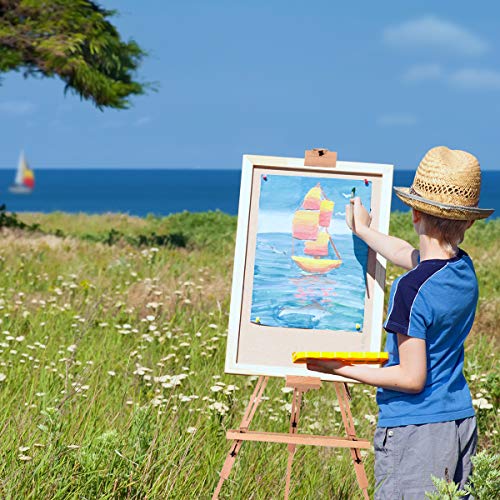 COSTWAY Foldable Tripod Easel, Beech Wood Studio Easels with Storage Tray, Adjustable Height and Angle, Floor Painting Stand Holds Canvas up to 78cm