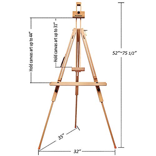 MEEDEN Tripod Field Painting Easel - Universal Tripod Easel Adjustable Portable Painting Easel Stand Beech Wood Artist Easel, for Painters, Students, and Landscape Artists, Hold Canvas Art up to 44"