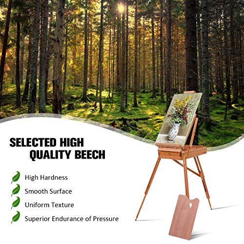 GYMAX Wooden Art Easel, Folding Tripod Easel Stand with Sketch Box, Storage Drawer, Palette and Carrying Strap, Portable Drawing Board Height Adjustable