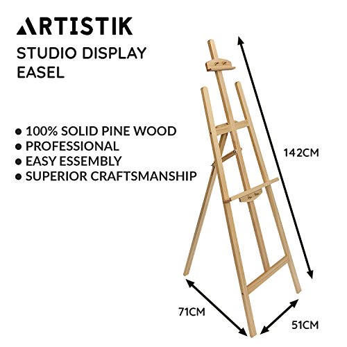 Artist Easel - Pine Wood Floor Studio Easel and Professional Wooden Easel for Painting, Sketching, Display, Exhibition, and Art Artists Improves Technique and Versatility, Students and Hobbyists