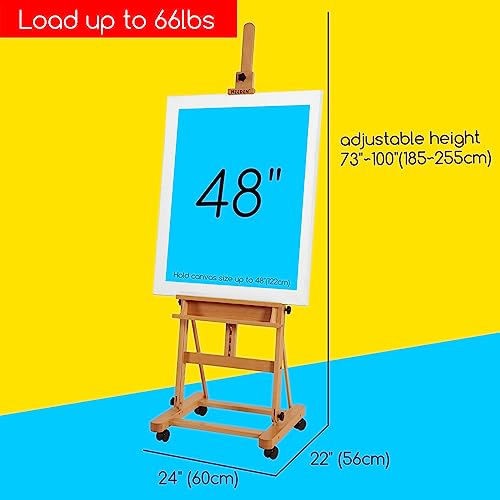 MEEDEN Easel Stand, Foldable Large Studio H-Frame Easel for Painting, Movable Painting Easel for Adults, Floor Painting Artist Easel, Holds Canvas Art up to 48"
