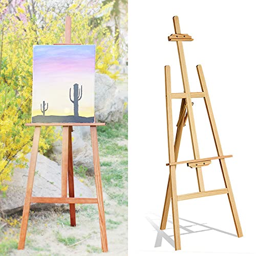 Wooden Easel for Display, Studio Easels for Painting, Artist Easel 1.5m/59inch A-Frame Floor Easel Stand for Wedding Sign, Drawing Tripod Easel Holder, Canvas Height Adjustable