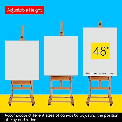 MEEDEN Easel Stand, Foldable Large Studio H-Frame Easel for Painting, Movable Painting Easel for Adults, Floor Painting Artist Easel, Holds Canvas Art up to 48"