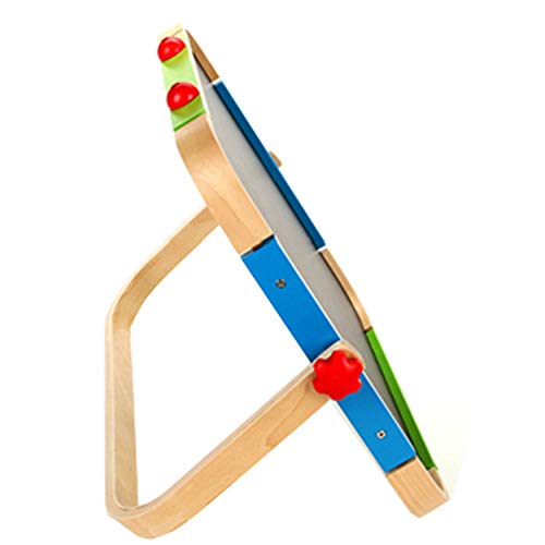 Hape Anywhere Art Studio | Award-Winning Double-Sided Wooden Kids Easel Whiteboard/Chalkboard with 2 Chalk Pieces, Eraser and Magnetic Wood Clamp for Paper