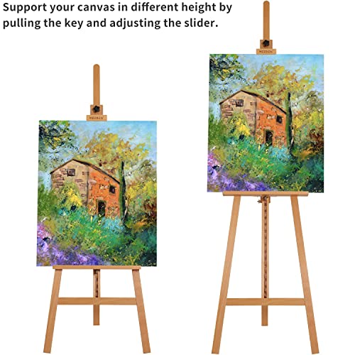 MEEDEN Easel Stand, Holds Canvas up to 43", Studio Easel, Artist Easel, Solid Beech Wooden Easel, Painting Easel for Adults, Adjustable Easel from 57-76" and Working Angles