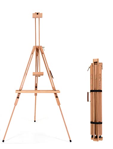 GiantexUK Wooden A-Frame Easel, Folding Studio Picture Holder, Adjustable Tripod Drawing Display Stand for Artists, Students and Adults, Holds Canvas Up to 78cm