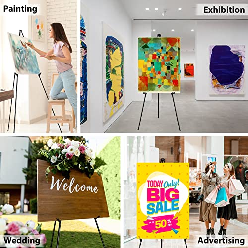 VAIIGO Display Easel for Wedding Sign, Portable Folding Easel Floor Art Easel, Adjustable 168cm Tall Metal Poster Easel, Collapsible Tripod Easel for Display Sign,Painting,Poster,Trade Showsetc(1Pack)
