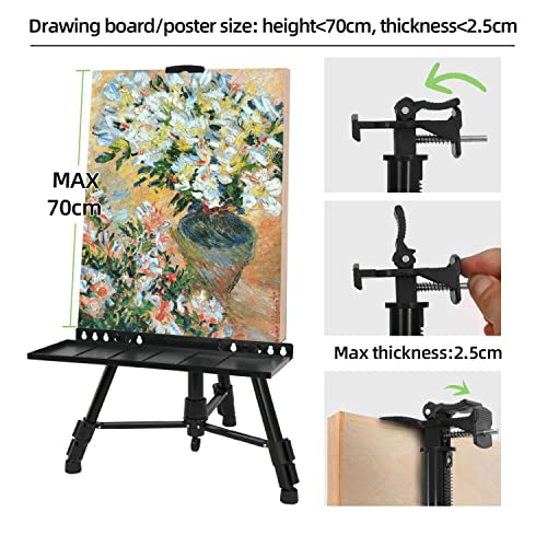 NewZeal Easel Stand Art Easel for Adults Artists Easel for Painting & Displaying, 50 to 152cm Adjustable Easel, Aluminum Tripod with Portable Bag/Folding Keg/Apron (Black)