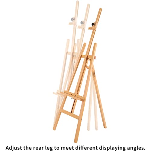 MEEDEN Easel Stand, Holds Canvas up to 43", Studio Easel, Artist Easel, Solid Beech Wooden Easel, Painting Easel for Adults, Adjustable Easel from 57-76" and Working Angles