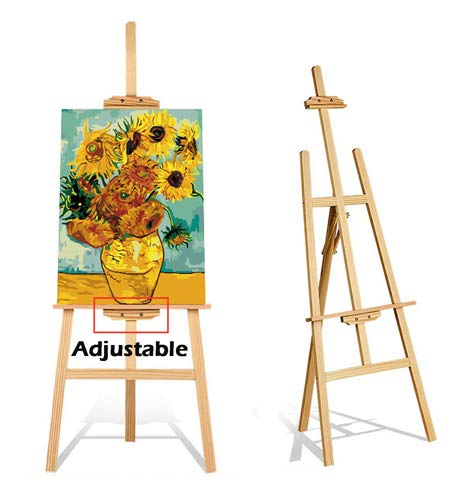 Artist Wooden Easel - Professional Studio A-Frame Easel Stand - Adjustable Height Foldable Floor Standing Tripod Easel for Painting, Sketching, Art & Craft Display Holder - Easy to Assemble (1500mm)