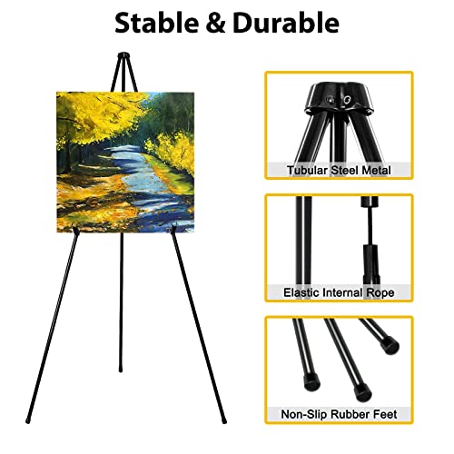 VAIIGO Display Easel for Wedding Sign, Portable Folding Easel Floor Art Easel, Adjustable 168cm Tall Metal Poster Easel, Collapsible Tripod Easel for Display Sign,Painting,Poster,Trade Showsetc(1Pack)