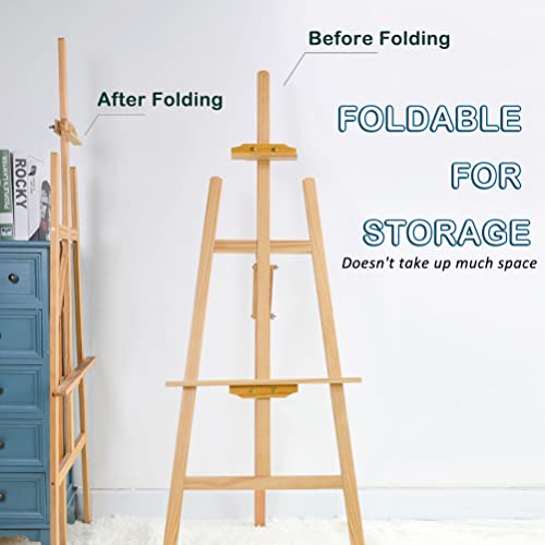 Wooden Easel for Display, Studio Easels for Painting, Artist Easel 1.5m/59inch A-Frame Floor Easel Stand for Wedding Sign, Drawing Tripod Easel Holder, Canvas Height Adjustable