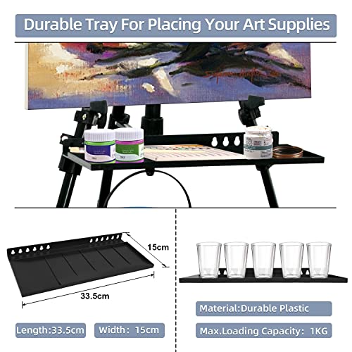 STANDNEE Artist Easel Stand Easel for Painting Canvase , 50 to 155cm Art Easel for Painting & Displaying, Aluminum Adjustable Height Display Tripod with Portable Bag/Folding Keg/Apron.(Black)