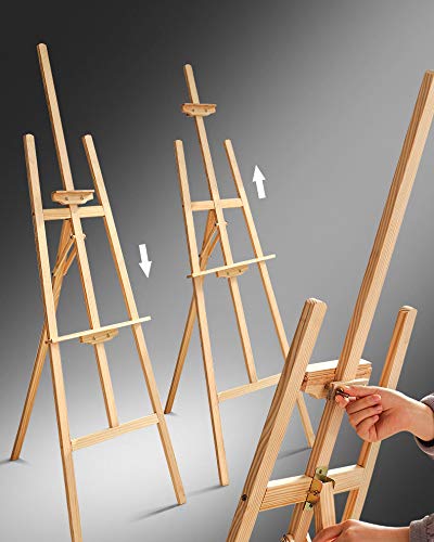 Artist Wooden Easel - Professional Studio A-Frame Easel Stand - Adjustable Height Foldable Floor Standing Tripod Easel for Painting, Sketching, Art & Craft Display Holder - Easy to Assemble (1500mm)