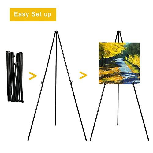 VAIIGO Display Easel for Wedding Sign, Portable Folding Easel Floor Art Easel, Adjustable 168cm Tall Metal Poster Easel, Collapsible Tripod Easel for Display Sign,Painting,Poster,Trade Showsetc(1Pack)