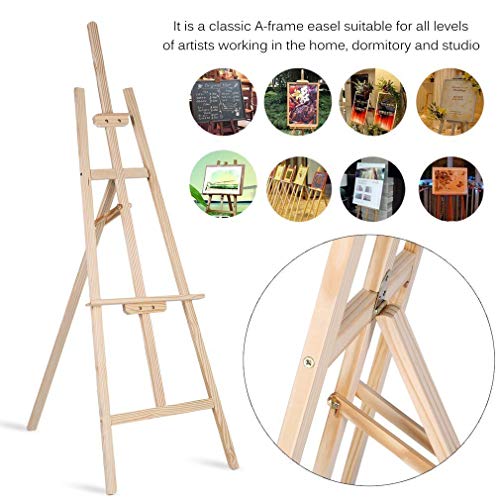 Artist Wooden Easel - Professional Studio A-Frame Easel Stand - Adjustable Height Foldable Floor Standing Tripod Easel for Painting, Sketching, Art & Craft Display Holder - Easy to Assemble (1500mm)