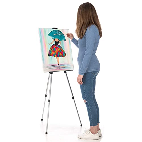 FiNeWaY 160CM Adjustable Artist Field Studio Telescopic Painting Easel Tripod Display White Board Stand – for Painting Poster Picture Canvas Art Indoor/Outdoor with Carry Bag