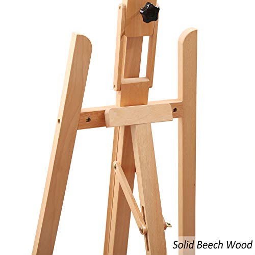 MEEDEN Large Painters Easel Adjustable Solid Beech Wood Artist Easel, Studio Easel for Adults with Brush Holder, Holds Canvas up to 48"