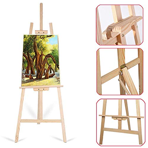 Studio Easel 1.50m Foldable Wooden Painting Drawing Stand Professional Painter Drawing Board Art Display Easel Stand Tall Studio Easels for Artist Sketching Wedding Sign