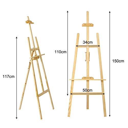 PetHot Easel Stand 1.5M Studio Easel Canvas Stand for Wedding Adjustable Drawing Painting Holder Foldable Artist Tripod Easel for Painting Sketch Exhibition