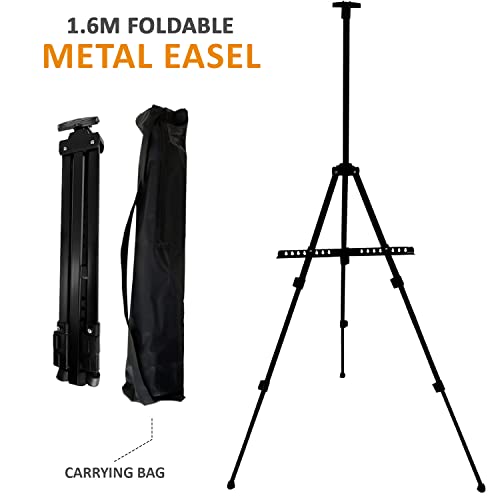 Studio 160cm Height Adjustable Metal Easel for Artist Art & Craft, Painting and Drawing Display with Full Standing Tripod by Crystals®