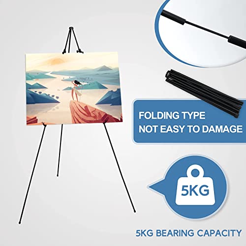 Easel Stand for Wedding - Foldable Portable 168cm High Display Easel Poster Stand - Easy to Fold Retractable Adjustable Black Easel Artists Easel Indoor and Outdoor(1 Pack)