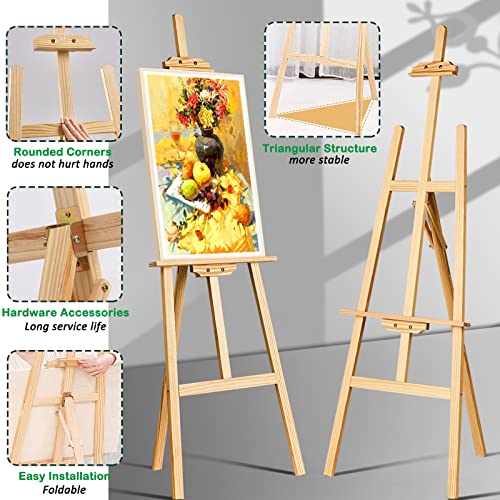 Display Easel Stand for Wedding Sign & Poster, Painting Easel for Artist, Drawing Easel for Kids, Wooden Display Stand Artist Easel Studio Easel, Adjustable Drawing Painting Holder (1.5m/59 Inch)