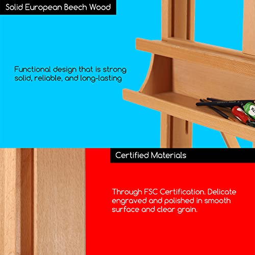 MEEDEN Artist Wooden Easel, Adjustable Beechwood Painters Easel, Foldable Studio H-Frame Easel for Painting, Movable Large Painting Easel for Adults, Students and Beginners, Hold Canvas up to 92"