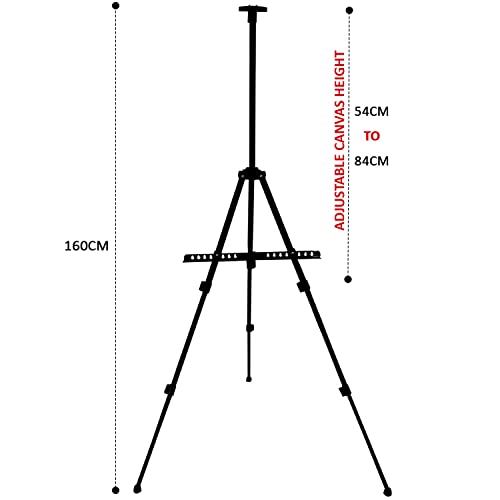 Studio 160cm Height Adjustable Metal Easel for Artist Art & Craft, Painting and Drawing Display with Full Standing Tripod by Crystals®