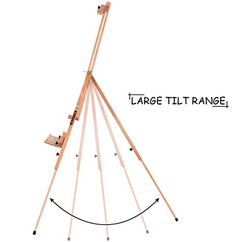 GYMAX Wooden Tripod Easel, Adjustable Drawing A-Frame with Handle, Foldable Studio Easels for Painting, Sketching, Display