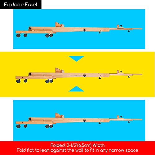 MEEDEN Artist Wooden Easel, Adjustable Beechwood Painters Easel, Foldable Studio H-Frame Easel for Painting, Movable Large Painting Easel for Adults, Students and Beginners, Hold Canvas up to 92"