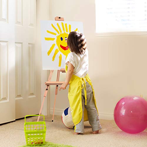 GYMAX Wooden Tripod Easel, Adjustable Drawing A-Frame with Handle, Foldable Studio Easels for Painting, Sketching, Display