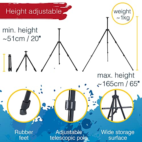 Artina 122pcs XXL Easel Art Set Michelangelo Beginner Painting Set – Art Studio with Acrylic Paints, Colouring Pencils, Watercolour, Pastels, Canvas & Brushes – Artist Drawing Kit & Art Box