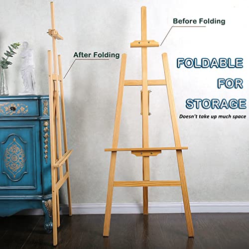 Display Easel Stand for Wedding Sign & Poster, Painting Easel for Artist, Drawing Easel for Kids, Wooden Display Stand Artist Easel Studio Easel, Adjustable Drawing Painting Holder (1.5m/59 Inch)