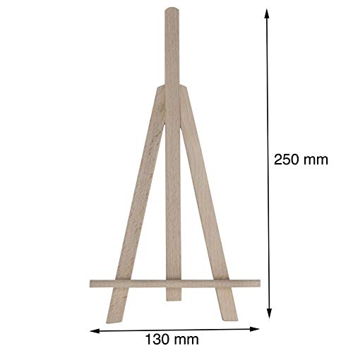 WooDeeDoo Small Wooden Table Top LUX Easel | 25 cm | Deeper Holder Trim | Solid Beech Wood Desk Art Canvas Display Stand for Name Wedding Cards Pictures Photos Crafts up to A4