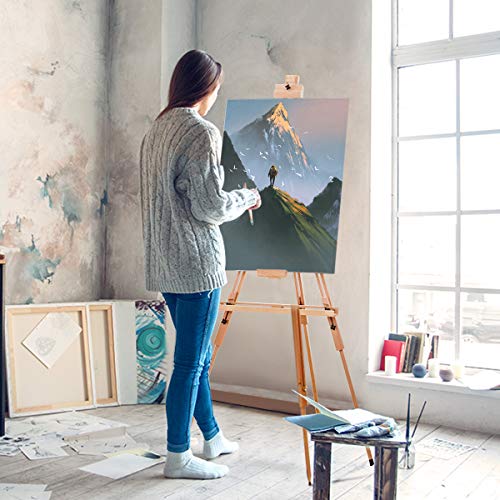 GYMAX Wooden Tripod Easel, Adjustable Drawing A-Frame with Handle, Foldable Studio Easels for Painting, Sketching, Display