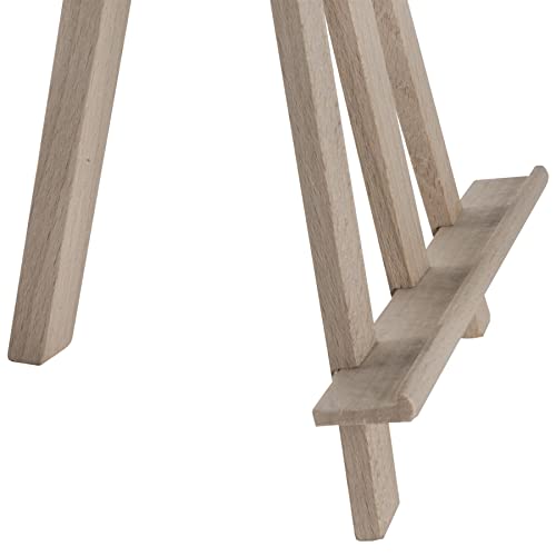WooDeeDoo Small Wooden Table Top LUX Easel | 25 cm | Deeper Holder Trim | Solid Beech Wood Desk Art Canvas Display Stand for Name Wedding Cards Pictures Photos Crafts up to A4