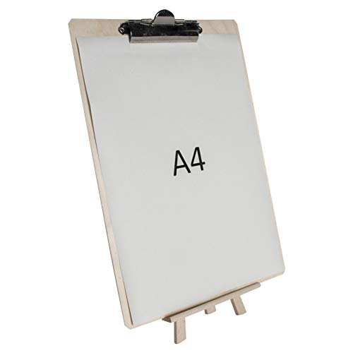 WooDeeDoo Small Wooden Table Top LUX Easel | 25 cm | Deeper Holder Trim | Solid Beech Wood Desk Art Canvas Display Stand for Name Wedding Cards Pictures Photos Crafts up to A4