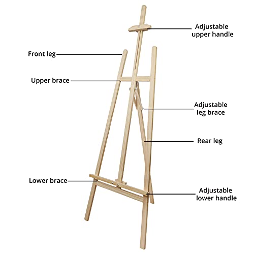 Belle Vous Wooden A-Frame Studio Easel - 1.59m / 5.22ft - Artist Easel - Adjustable/Foldable Tripod - Canvas/Painting Holder for Displays, Exhibition, Drawing, Sketching, Weddings, Arts and Craft