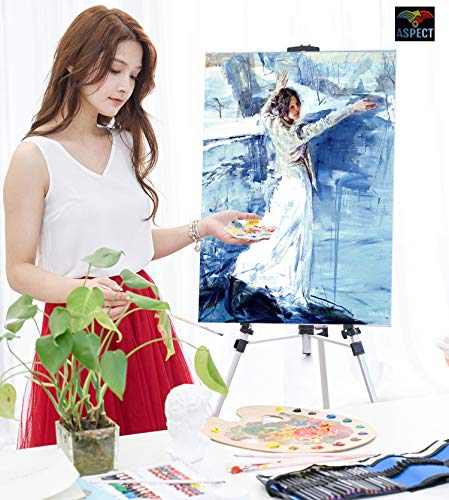 ASPECT Portable 55" Easel | Adjustable | Art Easel Stand Tabletop and Floor Easel | Picture/Poster/A2 A3 A4 Canvas Display Stand | for Indoor/Outdoor Painting | Comes with Carry Bag, Black