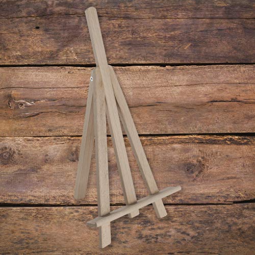 WooDeeDoo Small Wooden Table Top LUX Easel | 25 cm | Deeper Holder Trim | Solid Beech Wood Desk Art Canvas Display Stand for Name Wedding Cards Pictures Photos Crafts up to A4