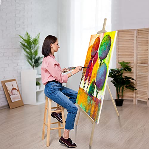 Belle Vous Wooden A-Frame Studio Easel - 1.59m / 5.22ft - Artist Easel - Adjustable/Foldable Tripod - Canvas/Painting Holder for Displays, Exhibition, Drawing, Sketching, Weddings, Arts and Craft