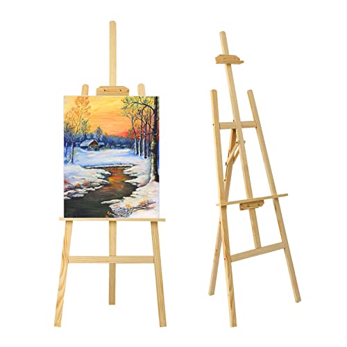Trintion Easel Stand 1.5M Studio Easel Adjustable Drawing Painting Holder Folding Art Stand for Wedding Wooden A-Frame Display Drawing Board for Painting