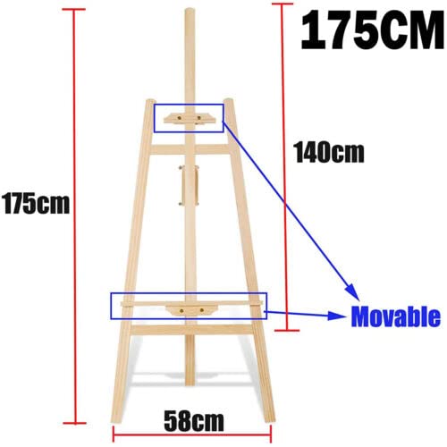 Artist Easel, Wooden A-Frame Easel Stand, Studio Easel 1.75M Adjustable Drawing Painting Holder, Canvas Stand Portable Easel Art Stand for Painting Sketch Wedding Display Exhibition, Easy to Assemble