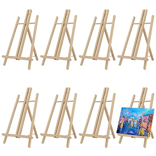 MUKLEI 8 Pack 30 cm Wood Display Easels, Wooden Tabletop Easel, Mini Pine Wood Easel Adjustable Easel Stand Tripods Foldable Painting Easel for Arts Crafts, Displaying Frames
