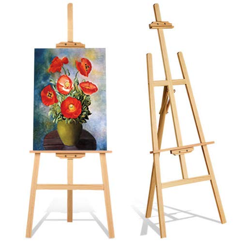 Studio Easel 1.75m Foldable Wooden Painting Drawing Stand Professional Painter Drawing Board Art Display Easel Stand Tall Studio Easels for Artist Sketching Wedding Sign