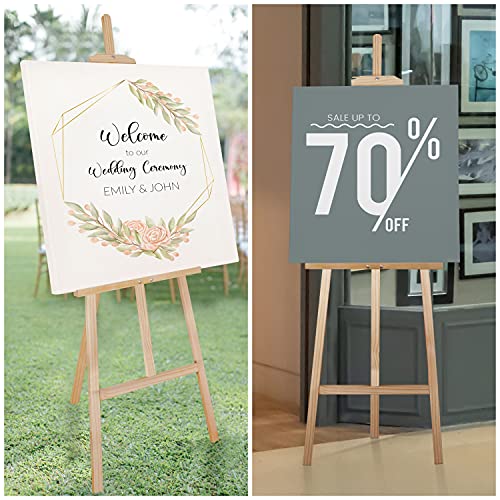 Belle Vous Wooden A-Frame Studio Easel - 1.59m / 5.22ft - Artist Easel - Adjustable/Foldable Tripod - Canvas/Painting Holder for Displays, Exhibition, Drawing, Sketching, Weddings, Arts and Craft